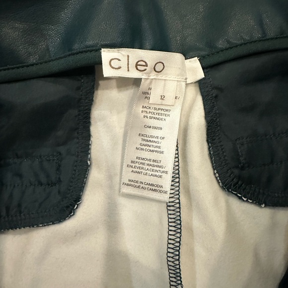 Cleo green faux leather paper bag pants with belt SZ 12 - Picture 5 of 8
